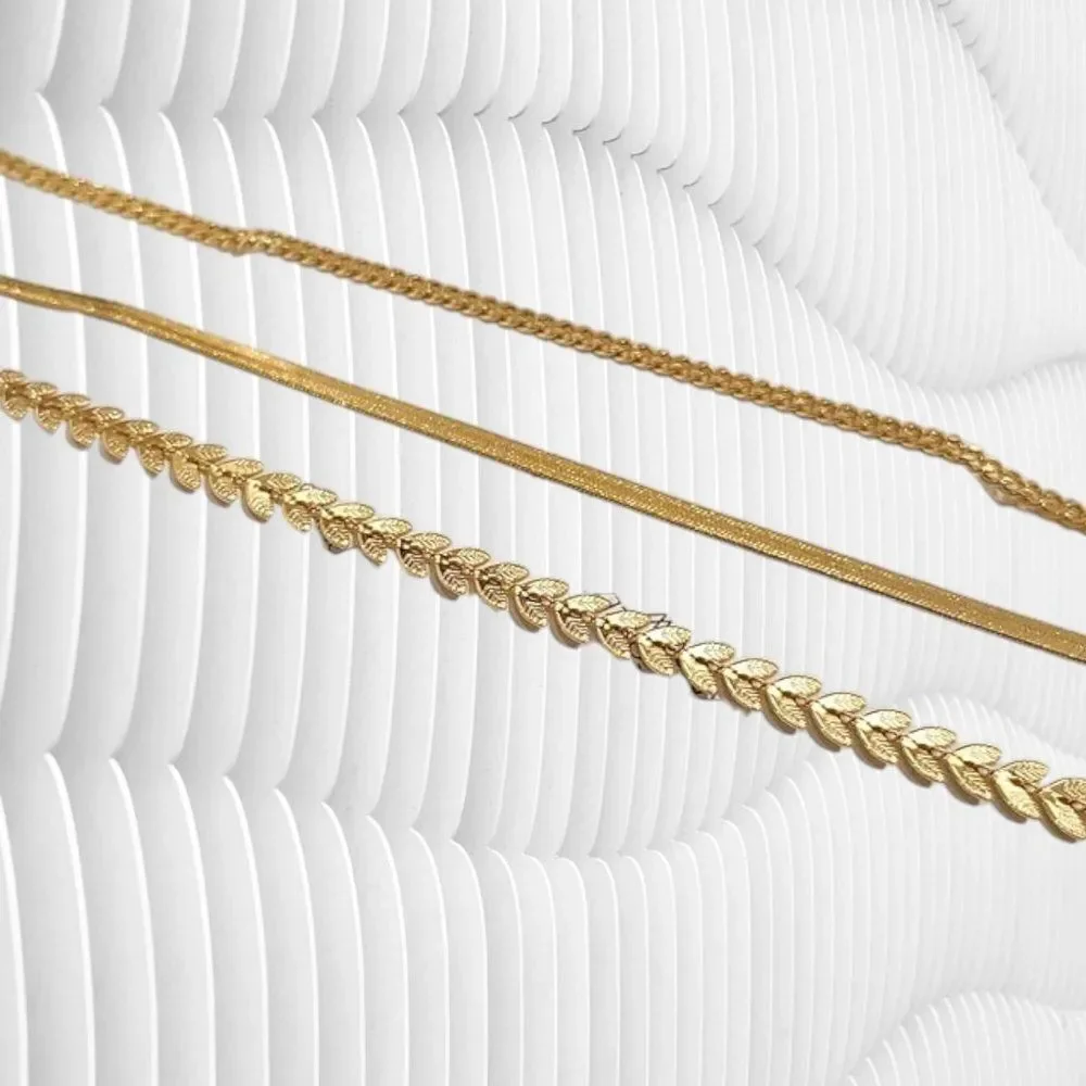 Gold Chevron Stacked Bracelets Anklets Set 3 PCS - NEW